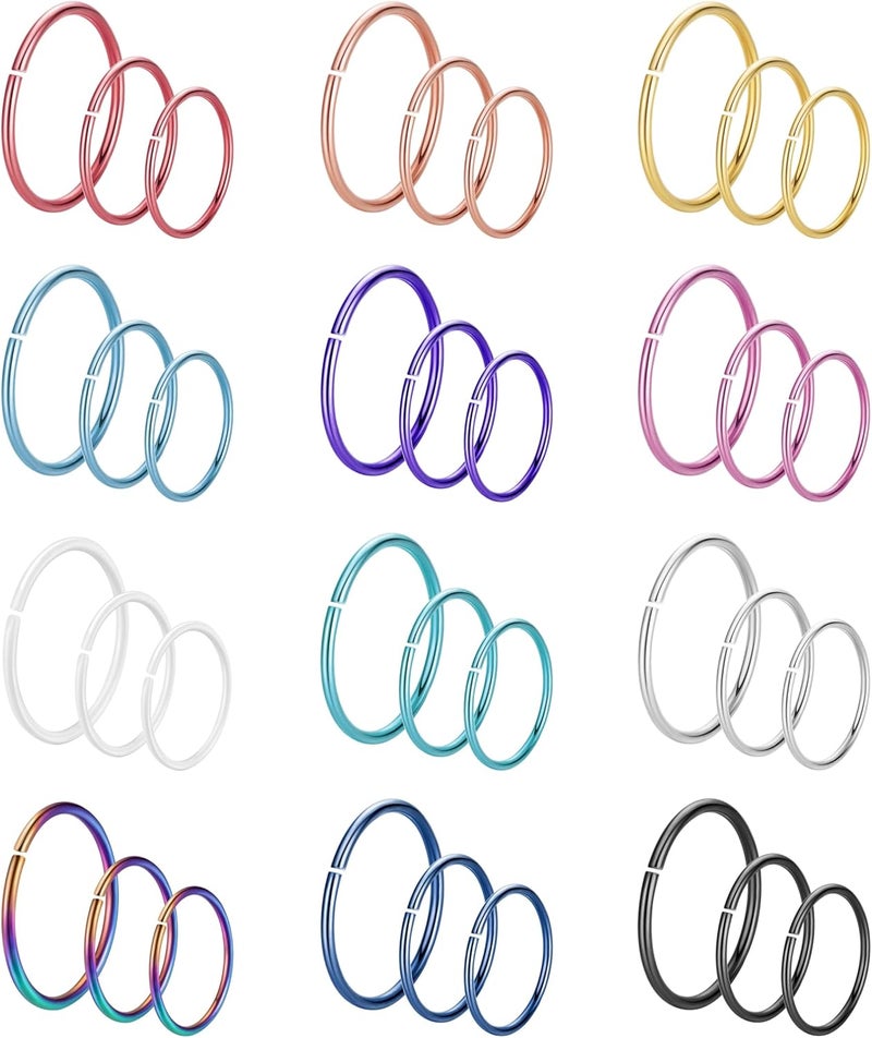 NICEIGHT 18G 20G 22G Stainless Steel Nose Rings Hoops for Women Men Cartilage Helix Earring Hoops Lip Rings Nose Piercing Jewelry - Image 1